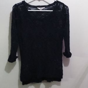 2/$25 Pink Republic Black Lacey Sweater Size S